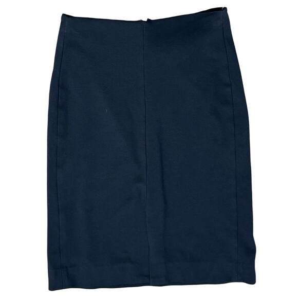 MM LaFleur Navy Blue Greenpoint Center Back Zip Pencil Skirt Front Slit Size 6 - Picture 1 of 8